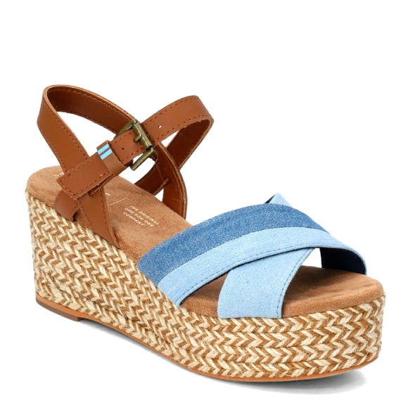 TOMS Denim Willow Wedge Sandal - Picture 1 of 6